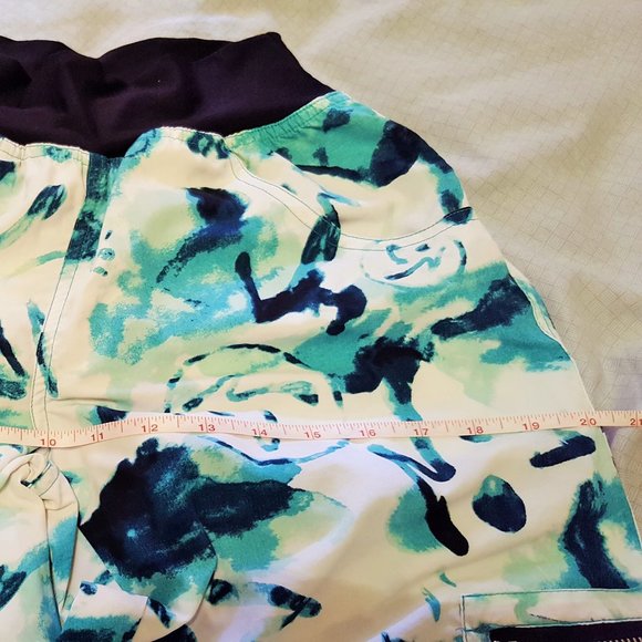 2/$20 Zumba Teal White Logo Print Cargo Pants, Zip Pockets, Woman Small - Picture 8 of 15